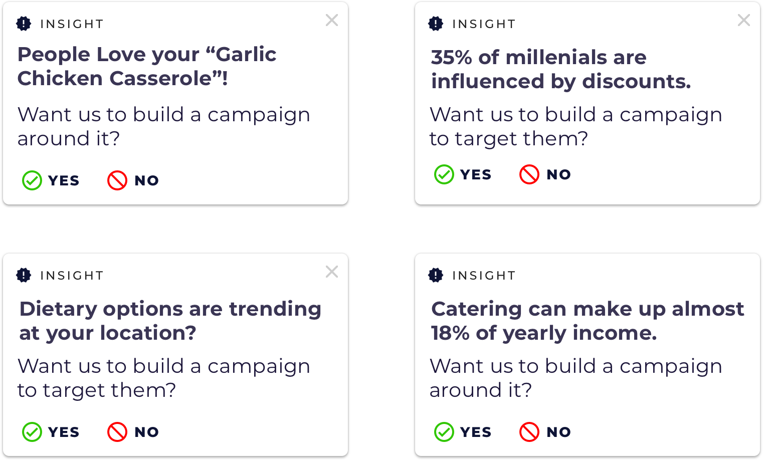 Each Insight you answer helps us send you better campaigns.