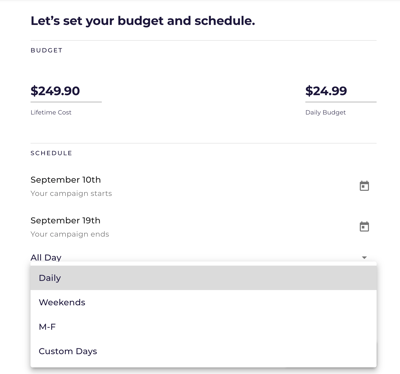 IV-A Create A Campaign - Schedule Days